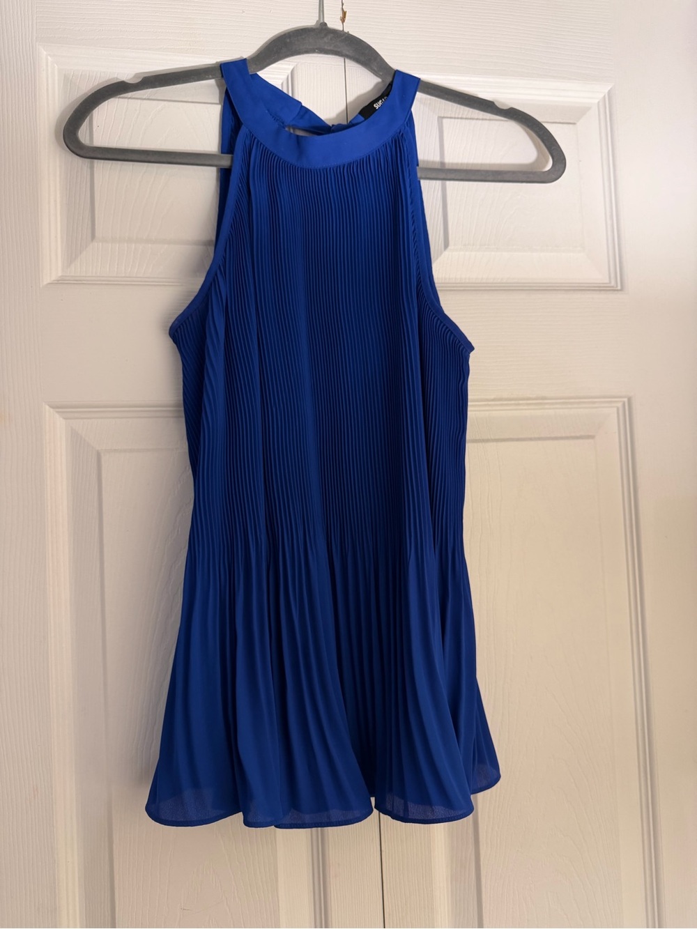 Sugarlips Royal Blue Pleated Halter Neck Blouse